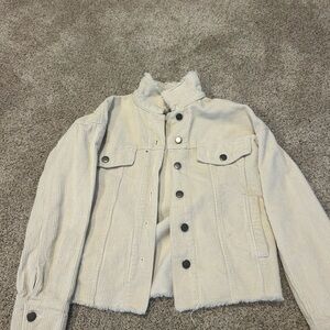 Cream Corduroy Jacket with Button Details